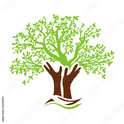 arbre diversité solidarité mains jardinier logo