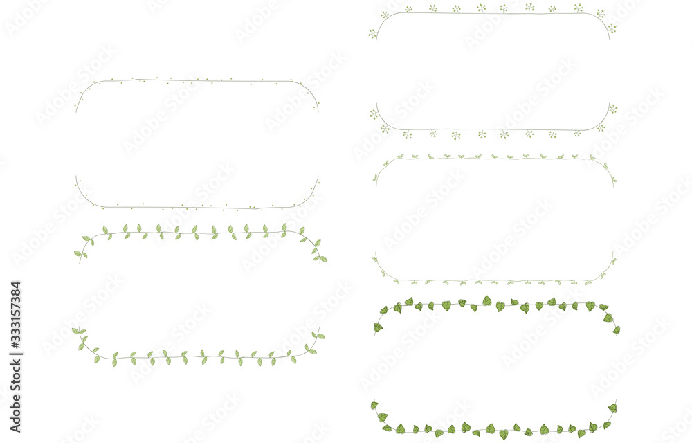 手描きの飾り罫、植物 手描きの飾り罫、植物