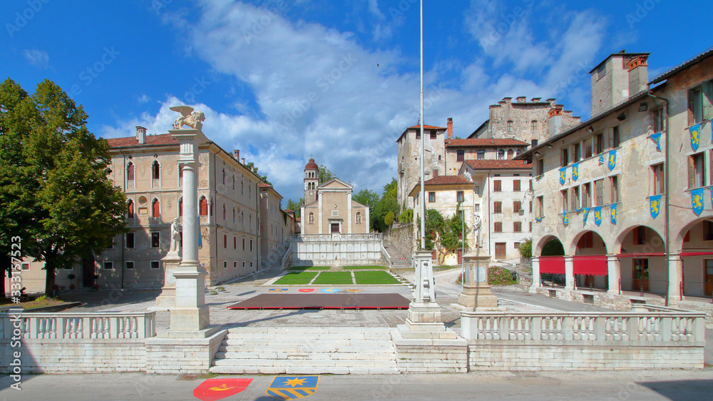 Naklejka premium feltre city and view of piazza maggiore square in italy