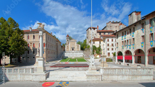feltre city and view of piazza maggiore square in italy