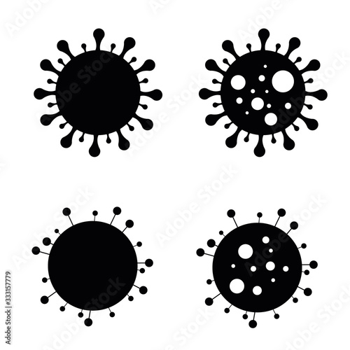 Coronavirus . Corona virus icon. Black on white background isolated. influenza pandemic. virion of Corona-virus. Vector