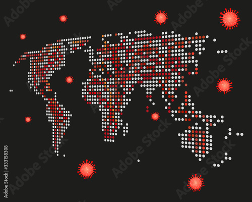 Coronavirus pandemic world map infection measure location Vector