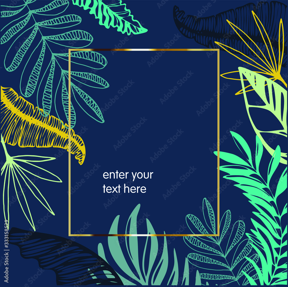 Fototapeta Seamless pattern with tropical leaves on a dark background. Vector design. Exotic print. Textiles and printing-02