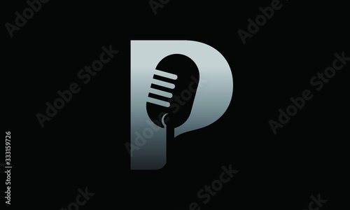 Letter P With Podcast Vector Logo Design Inspirations