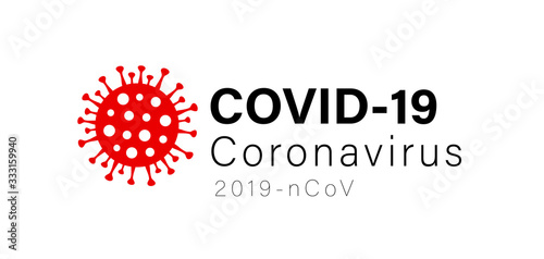 Covid-19 Coronavirus concept inscription typography design logo. World Health organization WHO introduced new official name for Coronavirus disease named 2019-ncov, dangerous virus vector illustration