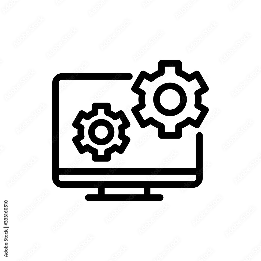 Monitor Settings Vector Colour With Line Icon Illustration Monitor Settings Vector Colour With Line Icon Illustration