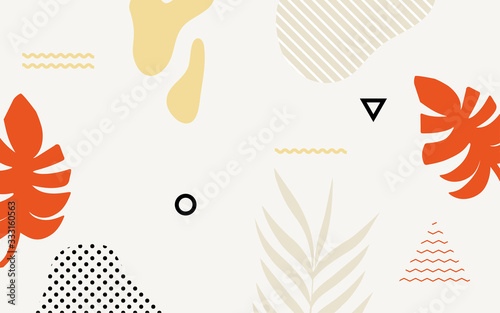Colorful flowers and leaves poster background vector illustration. Exotic plants, branches, flowers and leaves art print for beauty, fashion and natural products, spa and wellness, wedding and events