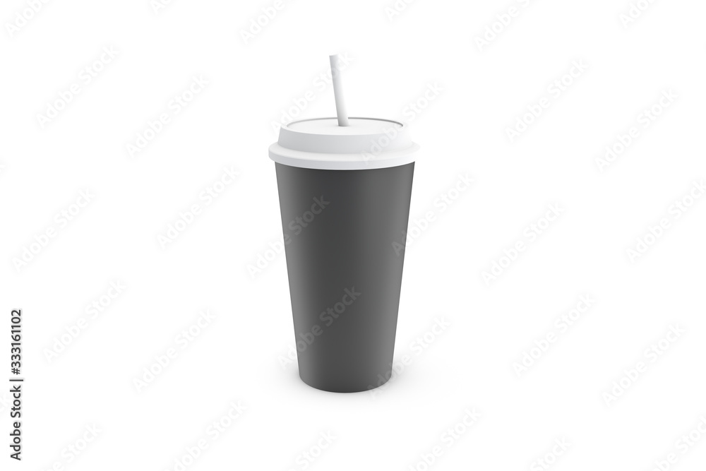 3D Rendering of Blank Paper Glass Mock Up with Black Cover 3D Rendering of Blank Paper Glass Mock Up with Black Cover