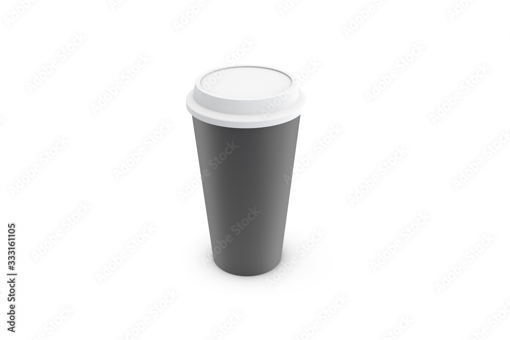 3D Rendering of Blank Paper Glass Mock Up with Black Cover 3D Rendering of Blank Paper Glass Mock Up with Black Cover