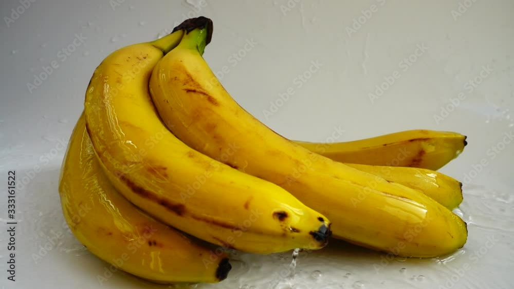 Washing of bananas. Slow motion. Washing of bananas. Slow motion.