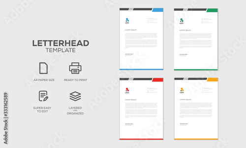 Corporate Letterhead Design Template print ready - red, green, yellow, blue