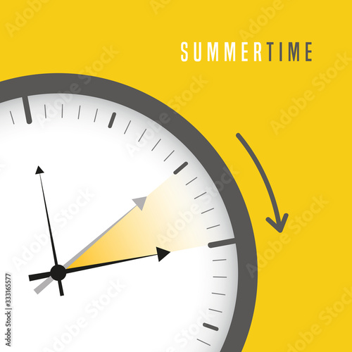 summer time clock daylight saving time sun vector illustration EPS10