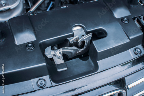 Εκτύπωση καμβά Car bonnet or hood latch lock system in a car,Automotive part concept
