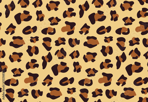 Leopard skin texture seamless pattern. Vector illustration with spots. Design of old and modern fashion.
