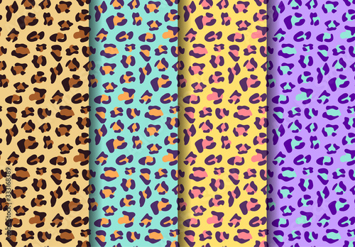 Leopard skin texture seamless pattern. Vector illustration with spots. Design of old and modern fashion.