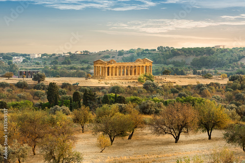 Agrigento, Sicily island in Italy. Famous Valle dei Templi, UNESCO World Heritage Site. Greek temple - remains of the Temple of Concordia.