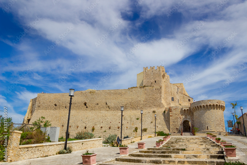 Walls of the fortified citadel on the island of San Nicola, in the Tremiti islands: the Abbey of Santa Maria a Mare fortified complex, (Apulia, Italy)