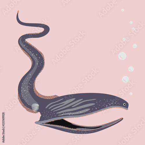 eel fish on a pink background. Cartoon flat vector illustration