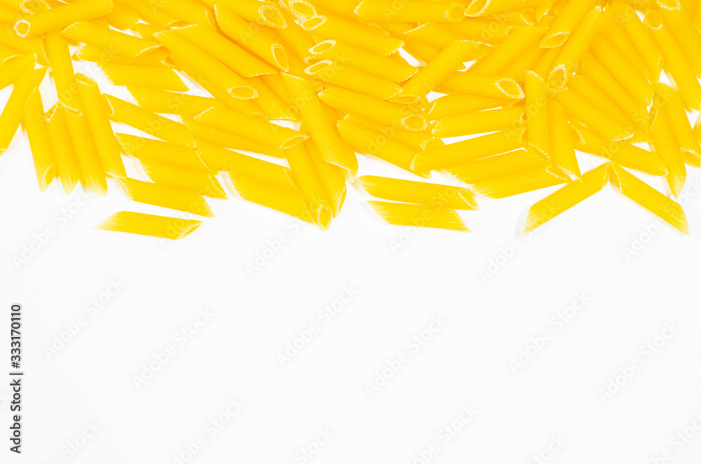 Obraz premium Different pasta and noodle on white background.