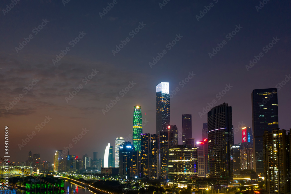 Φωτογραφία Aerial photography of night view of Guangzhou, Guangdong, China