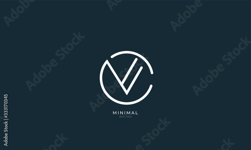 Alphabet letter icon logo CV or VC