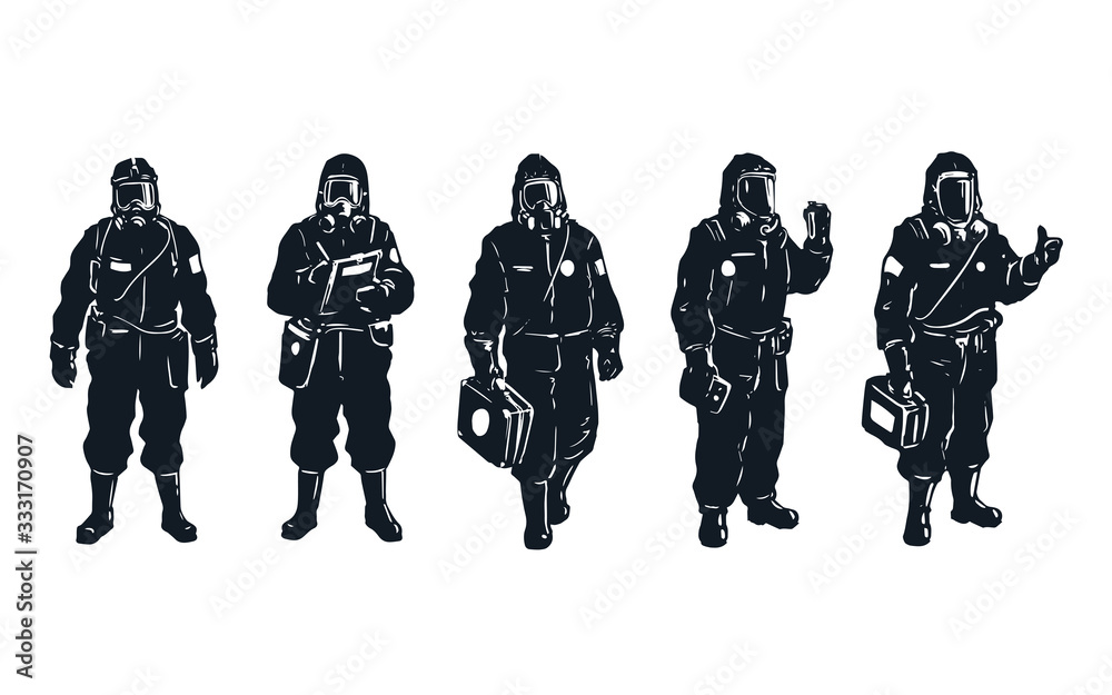 scientists in hazmat suit chemical biohazard protection vector illustration scientists in hazmat suit chemical biohazard protection vector illustration