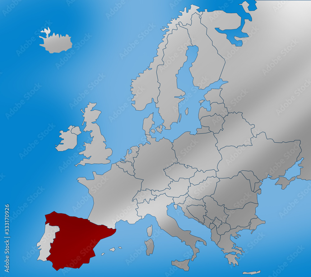 Obraz premium Hiszpania mapa europa