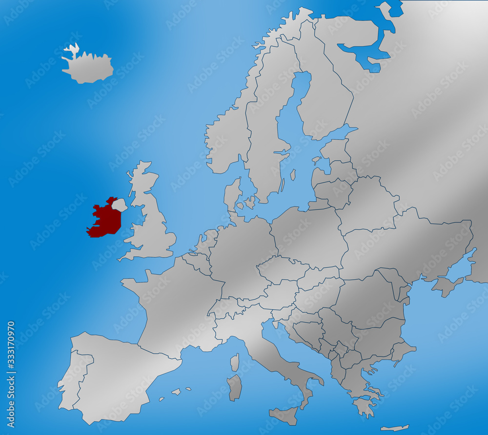 Fototapeta premium Ireland Irlandia mapa europy