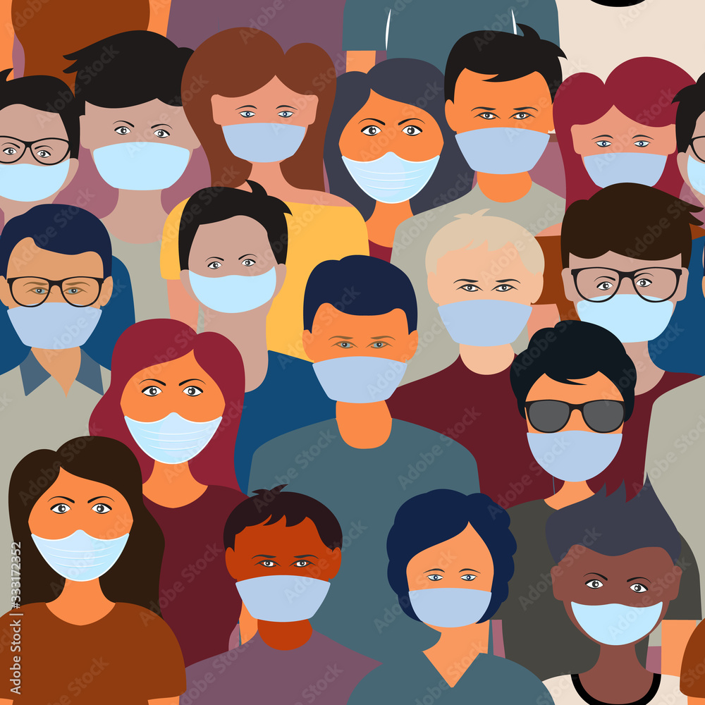 Global epidemic coronavirus 2019-nCov. Quarantine people women and man in face medical masks. Global epidemic coronavirus 2019-nCov. Quarantine people women and man in face medical masks.