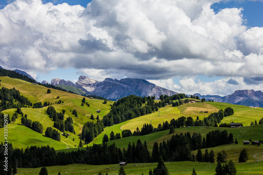 Alpe di Siusi (Seiser Alm) with Dolomites in the Background Alpe di Siusi (Seiser Alm) with Dolomites in the Background