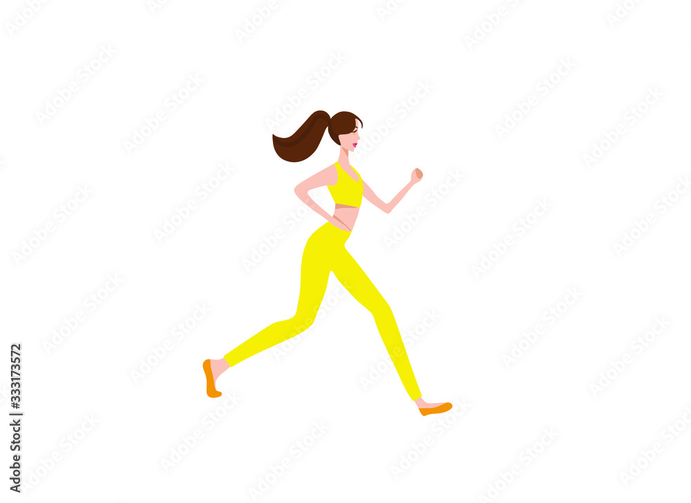 girl trains in sports uniform, flat vector illustration of sports girl