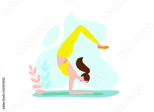 girl trains in sports uniform, flat vector illustration of sports girl