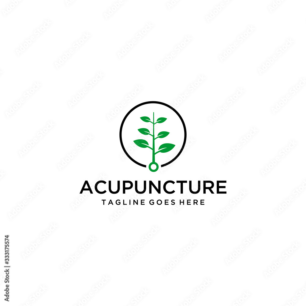 Acupuncture logo symbols are in the form of trees with stems of needles