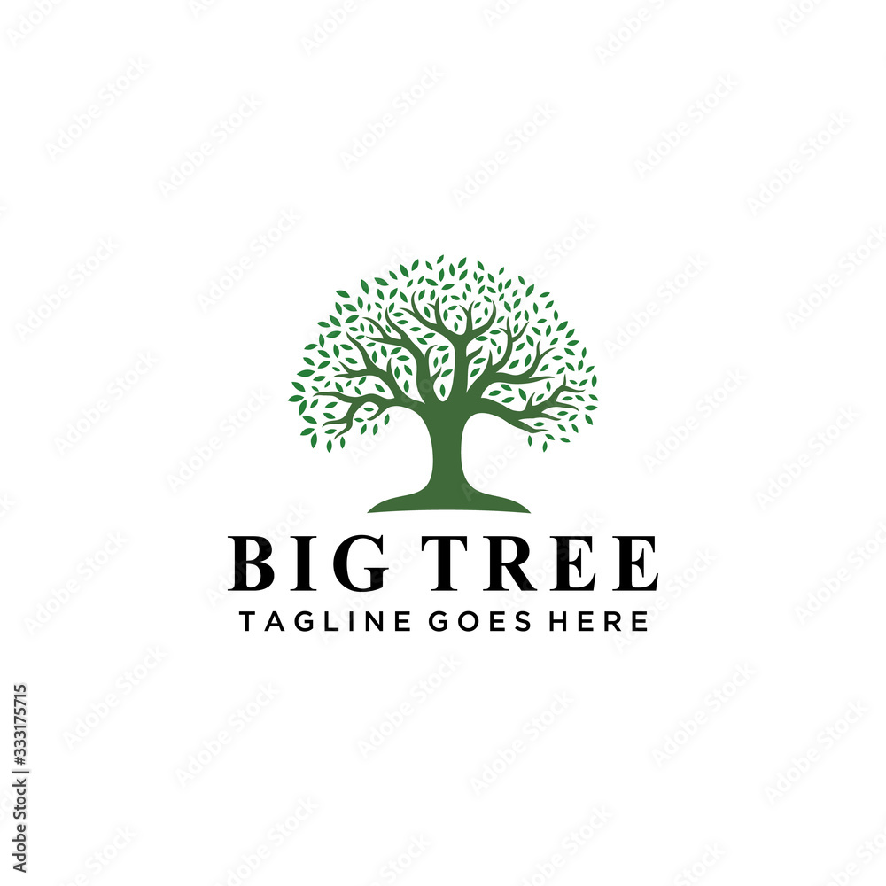 Illustration luxury Oak tree vintage sign logo design template