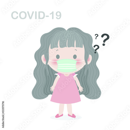 Vector of Little Girl who got COVID-19 concept of coronavirus COVID-19. Coronavirus disease a pandemic.