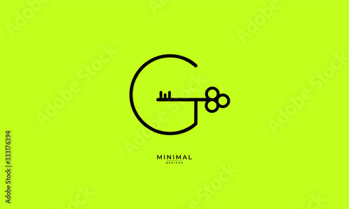Alphabet letter icon logo G with a key