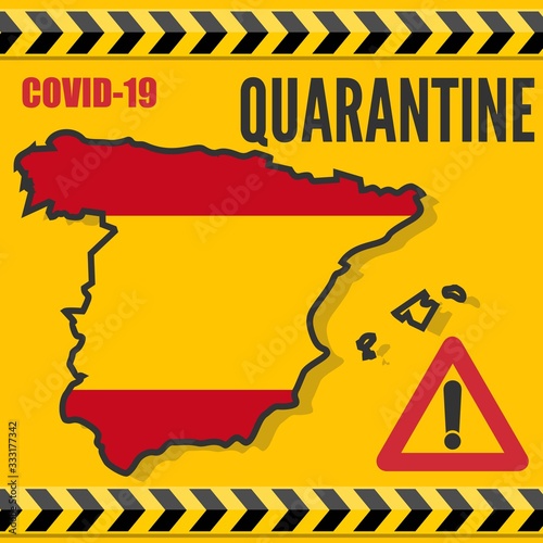 Coronavirus quarantine poster. Covid-19 quarantine in Spain. Vector illustration.