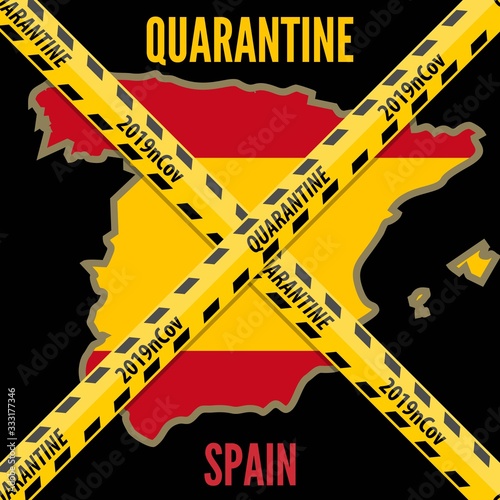 Coronavirus quarantine poster. Covid-19 quarantine in Spain. Vector illustration.