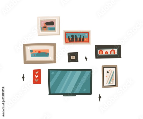 Wallpaper Mural Hand drawn vector abstract cartoon modern graphic frames pictures collection set and tv on the wall illustrations art isolated on white background Torontodigital.ca