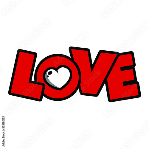 Palavra Love com coração