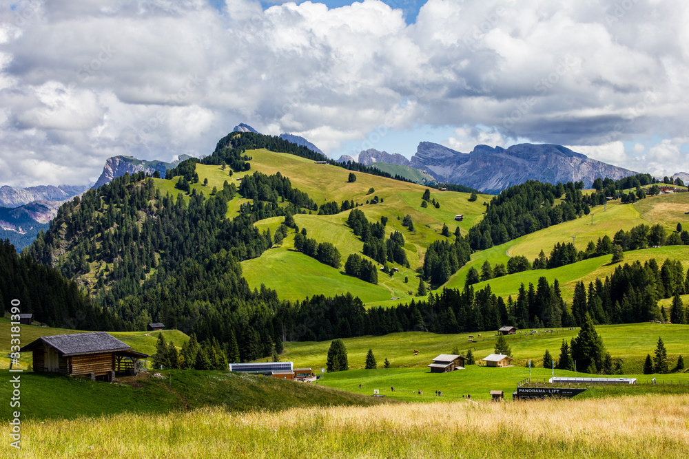Seiser Alm in the Italian Dolomites on a Summer Day