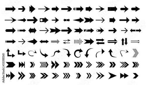 Arrow icon. Big set of vector flat arrows. Concept arrows for web design, mobile apps, interface and more. Arrow black colored. vector icon