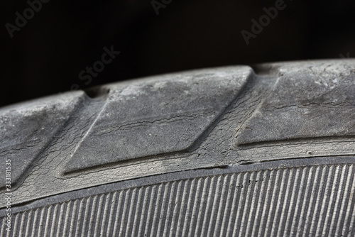 Old tires with cracks and worn conditions