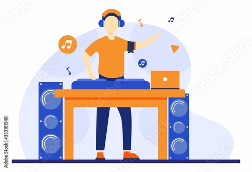 DJ Headphone Party Night Flat Illustration