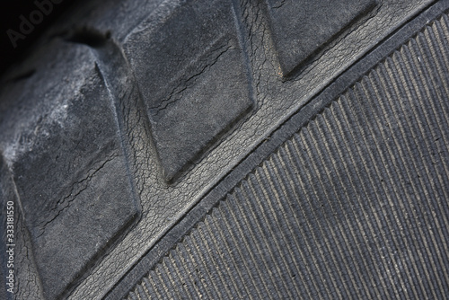 Old tires with cracks and worn conditions