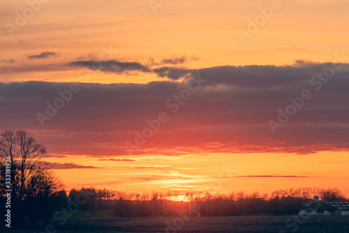 Countryside sunset with a beautiful horizon