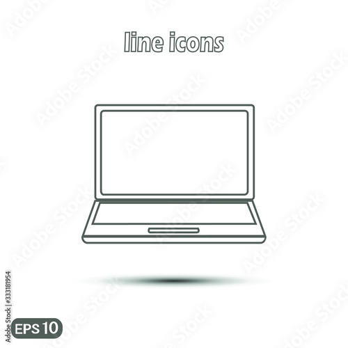 Linear vector illustration. Thin line symbol for web use and mobile app logo. laptop icon.