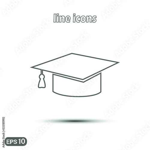 Linear vector illustration. Thin line symbol for use on the web and mobile apps logo. Hat graduate icon.
