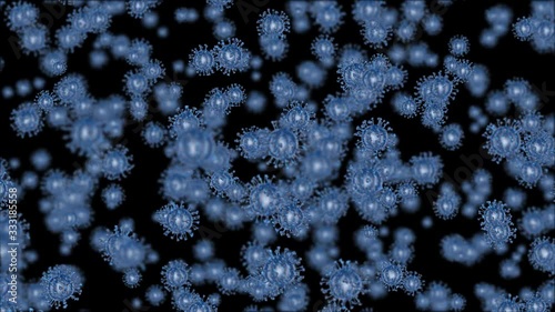Microscope virus cell. Pandemic bacteria pathogen medical health risk, Corona COVID-19 Alert SOS, immunology, virology, epidemiology concept. 3D rendering looped animation.