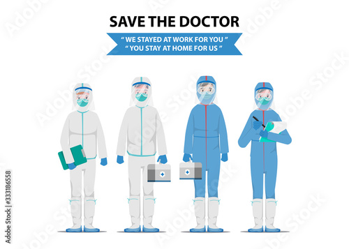 Doctors who saves patients from coronavirus outbreak.  Fight to COVID-19 concept. Save the doctor concept.